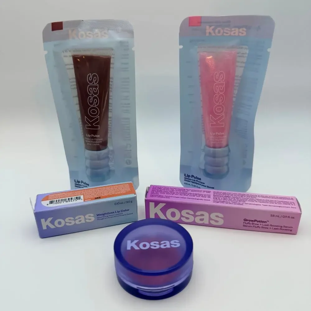 Kosas 5 Piece Makeup Bundle Lip Pulse Blush Lipstick GrowPotion New - MSRP $137+